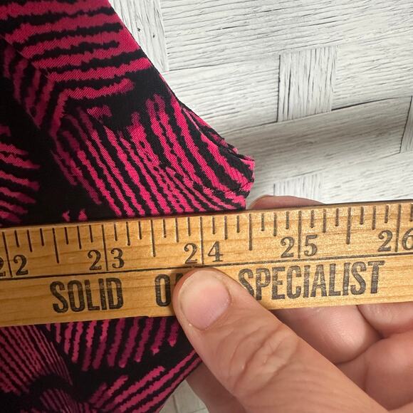 Anne Klein women’s blouse asymmetrical cap sleeve black pink bohemian plus size - Picture 7 of 8